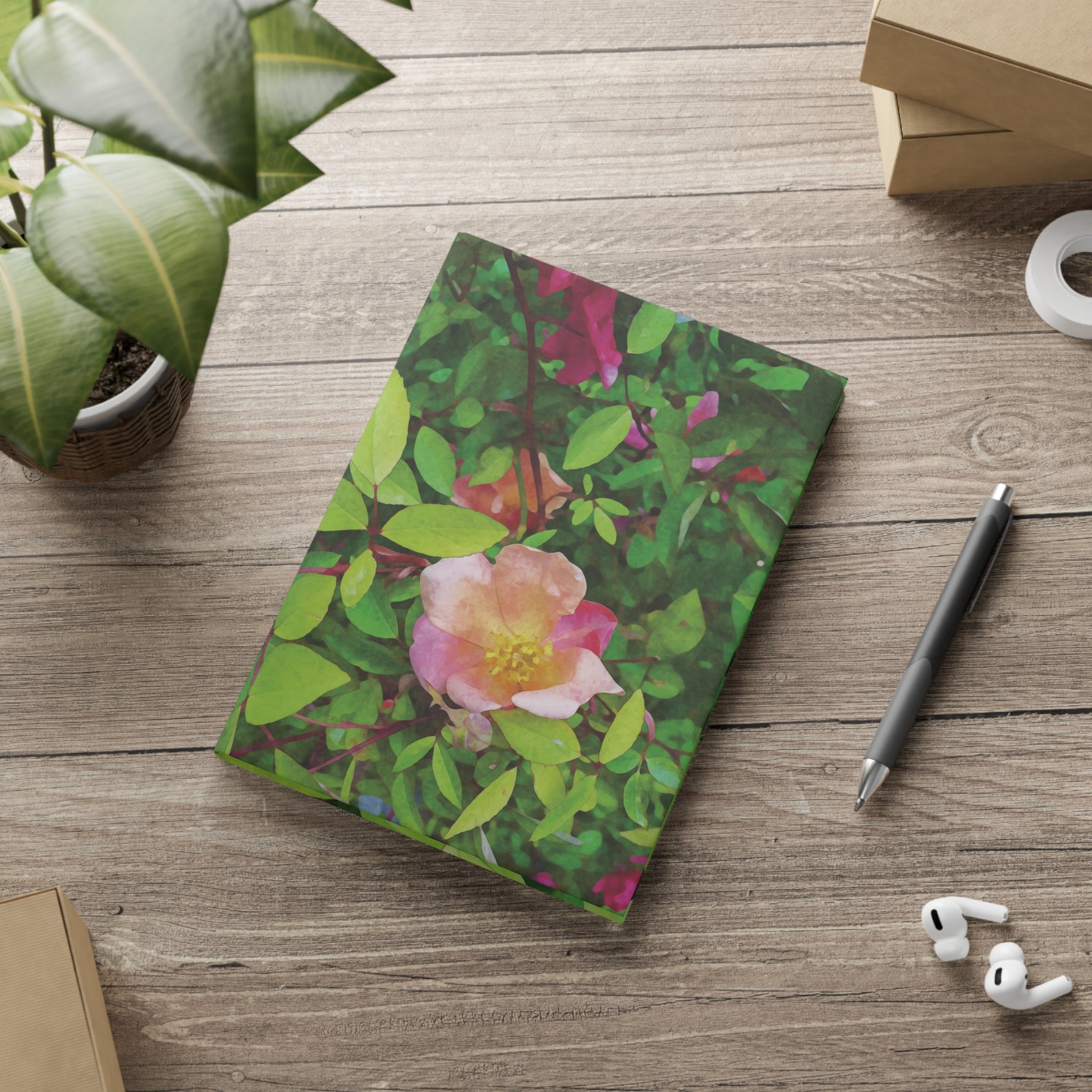 Hardcover Notebook with Puffy Covers - Flower of Rose