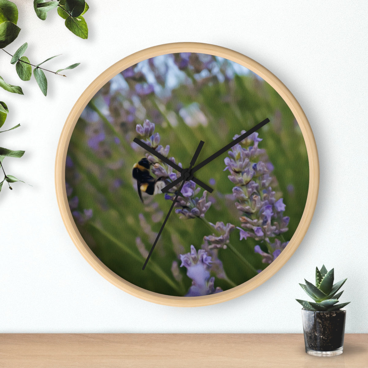 Wall Clock - Flower of Lavender with Bombus Insect (Variant 2)