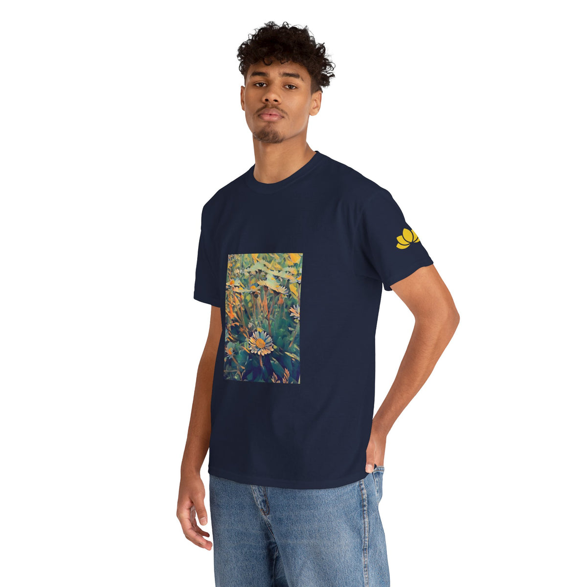 Unisex Heavy Cotton Tee - Poly Art - Flower of Daisies (Variant 2)