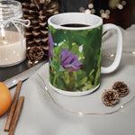 Ceramic White Cup 15oz - Flower of Rose, small bouquet