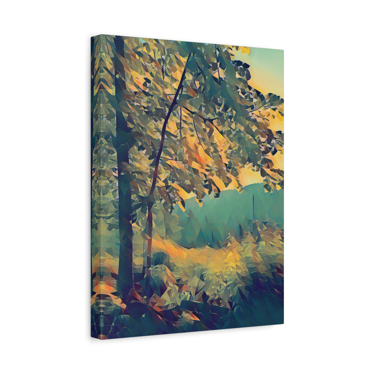 Stretched Matte Canvas - Poly Art - Forest (Variant 12)