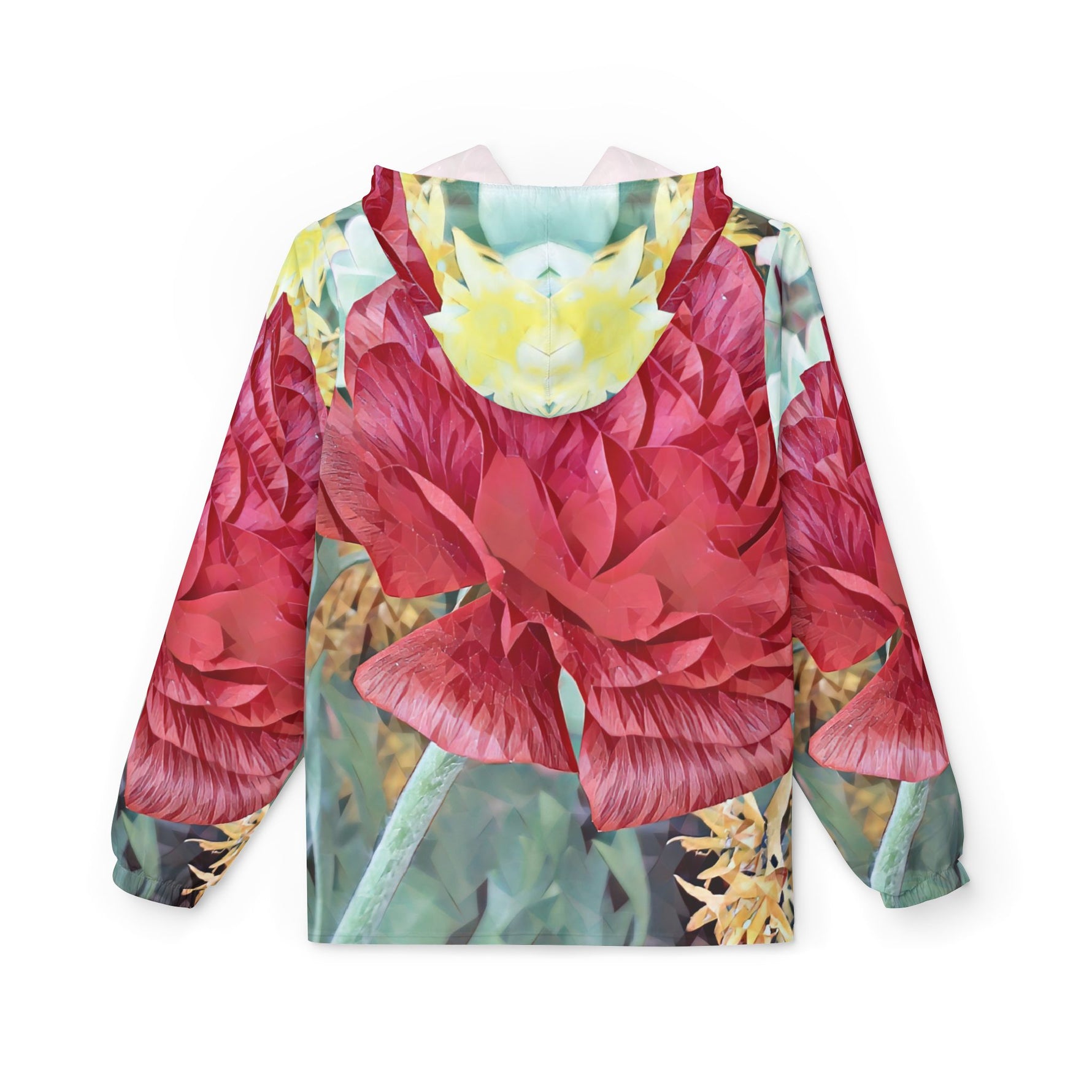 Windbreaker Jacket - Poly Art - Flower of Dahlia in Red (Variant 2)