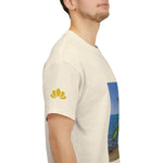 Unisex Heavy Cotton Tee - Dieffenbachia Plant and Sea landscape
