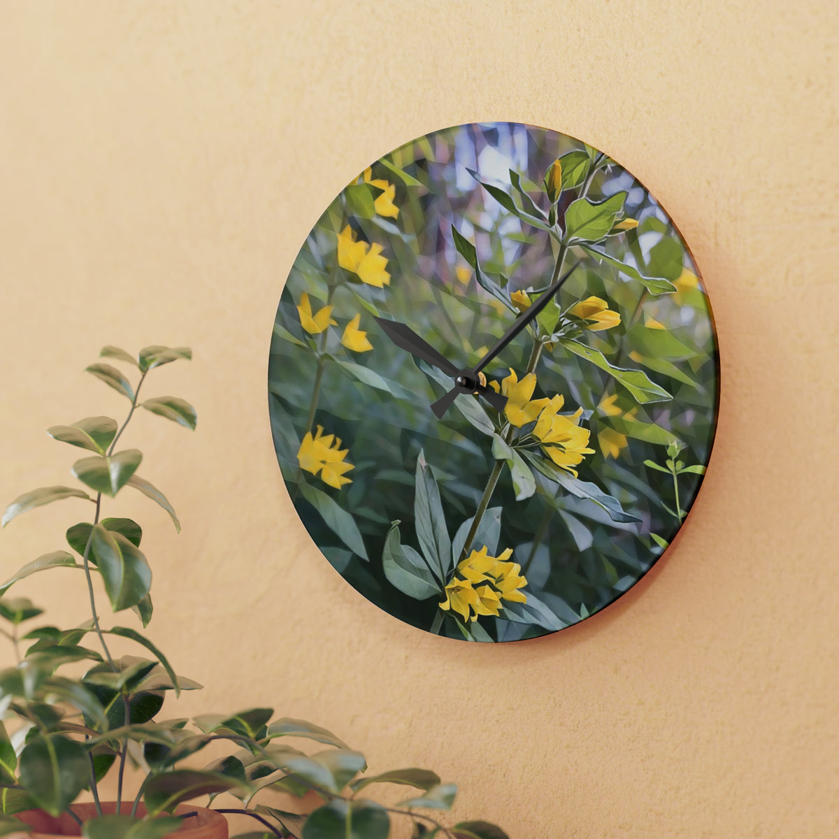 Acrylic Wall Clock - Poly Art - Flower of Lysimachia