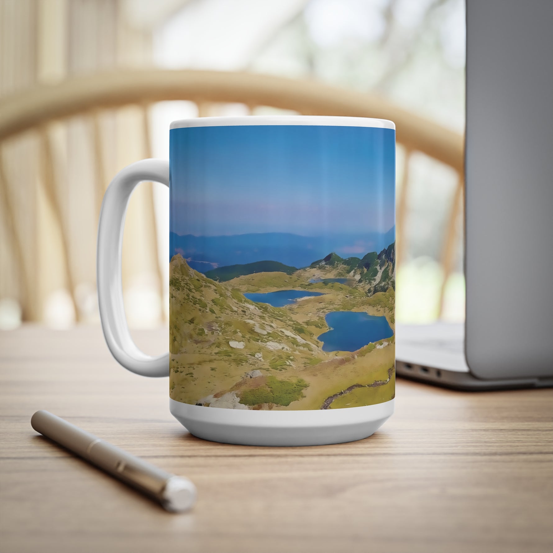 Ceramic White Cup 15oz - Rila Lakes, Bulgaria (Variant 1)