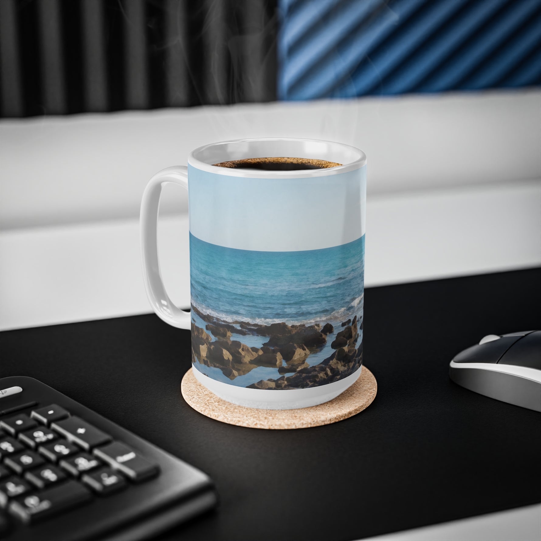 Ceramic White Cup 15oz - Sea (Variant 08)