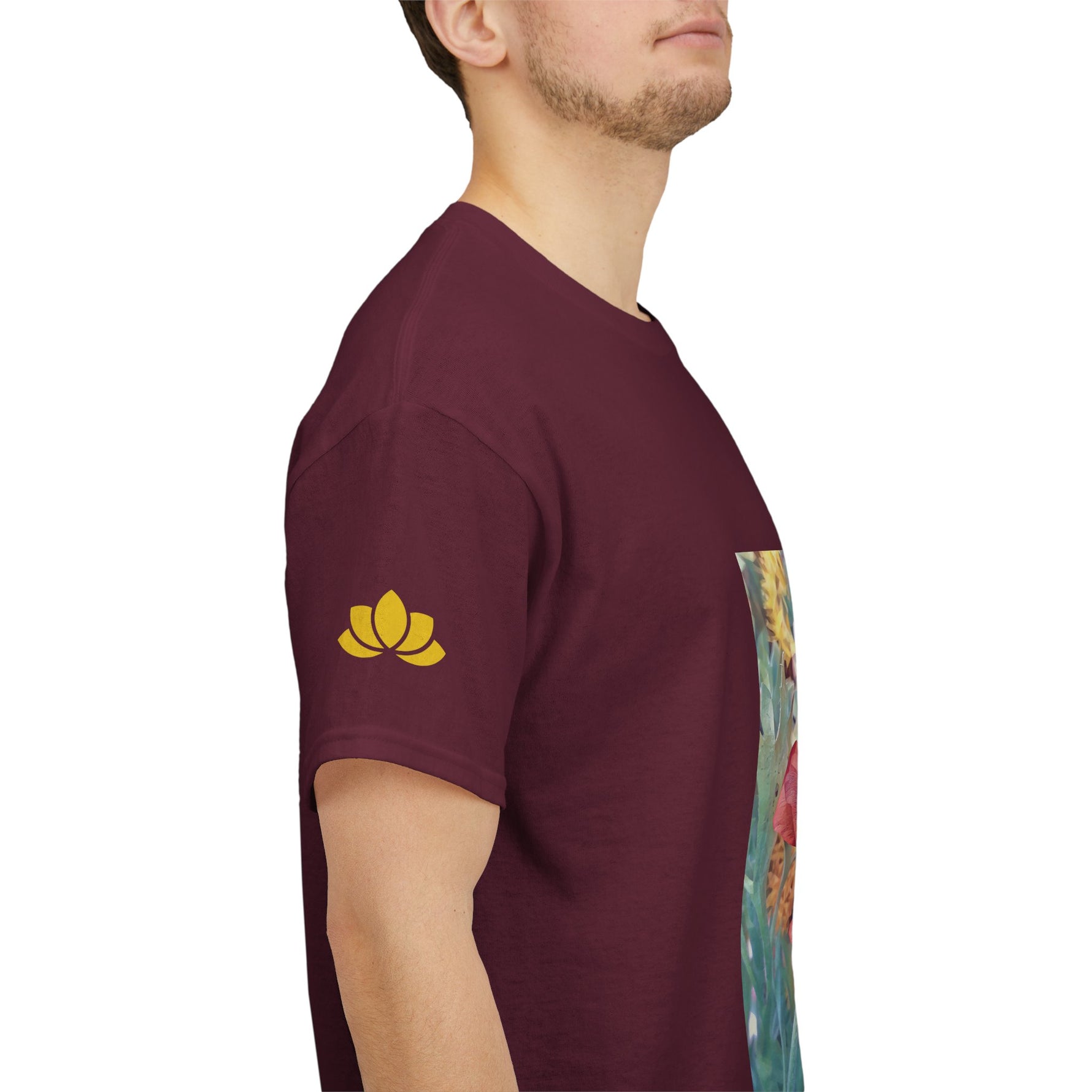 Unisex Heavy Cotton Tee - Poly Art - Flower of Dahlia in Red