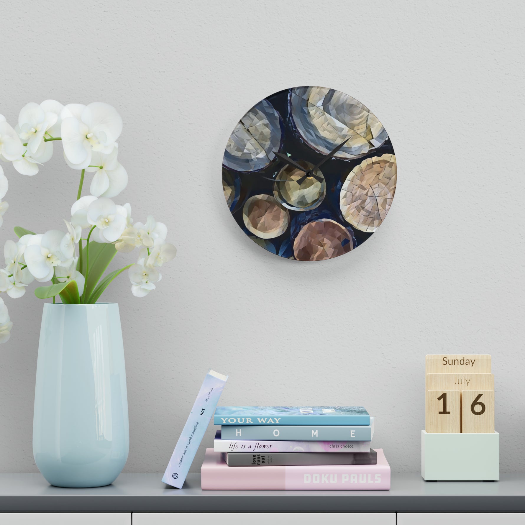 Acrylic Wall Clock - Poly Art - Wooden Trunks (Variant 2)