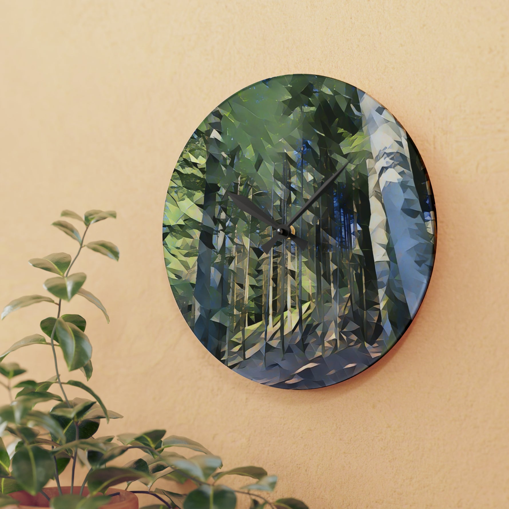 Acrylic Wall Clock - Poly Art - Forest (Variant 07)