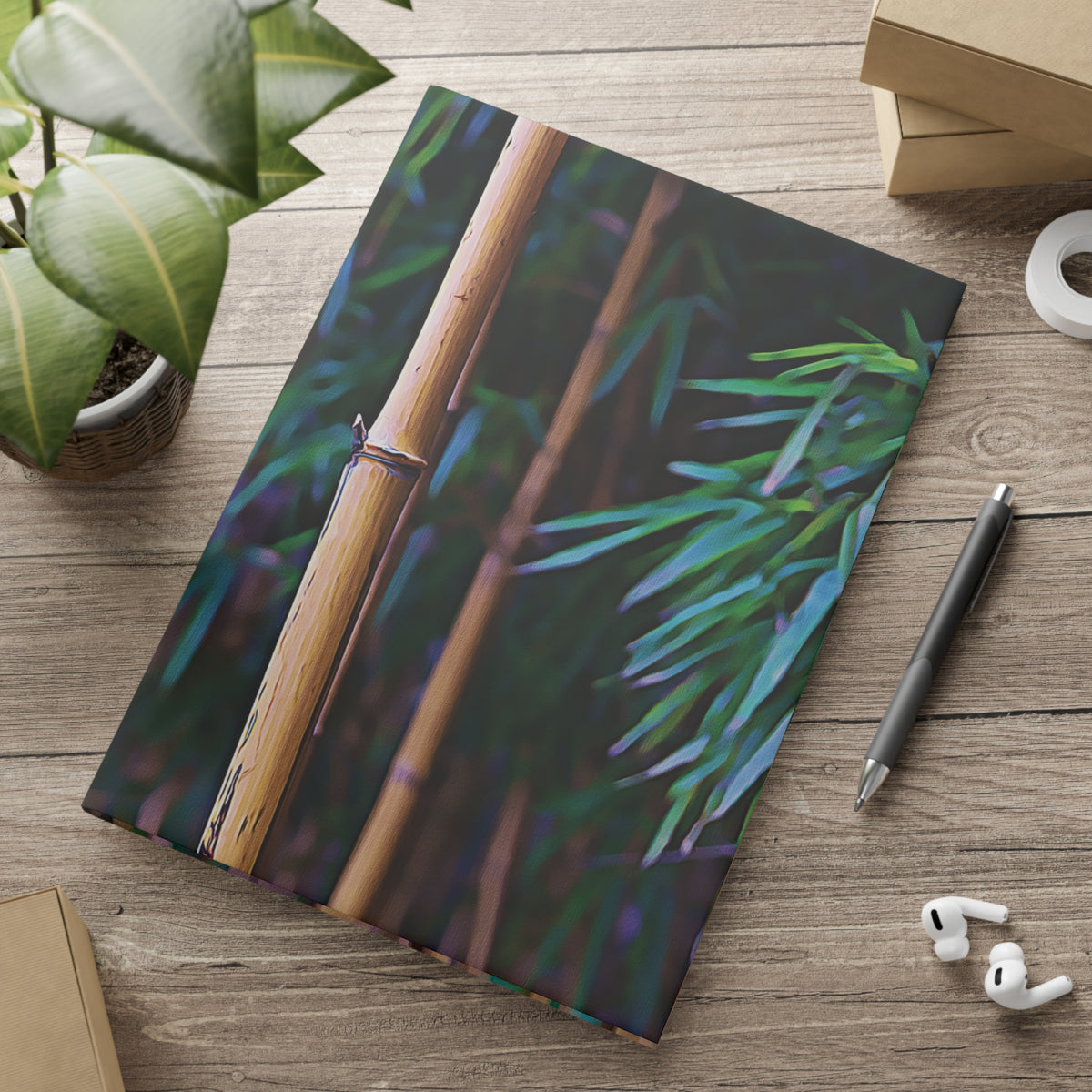 Hardcover Notebook with Puffy Covers - Bamboo Plants (Variant 2)