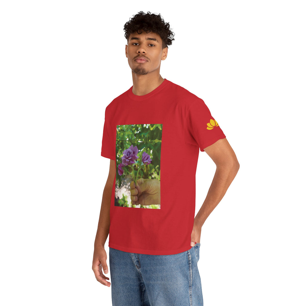 Unisex Heavy Cotton Tee - Flower of Rose, Small Bouquet