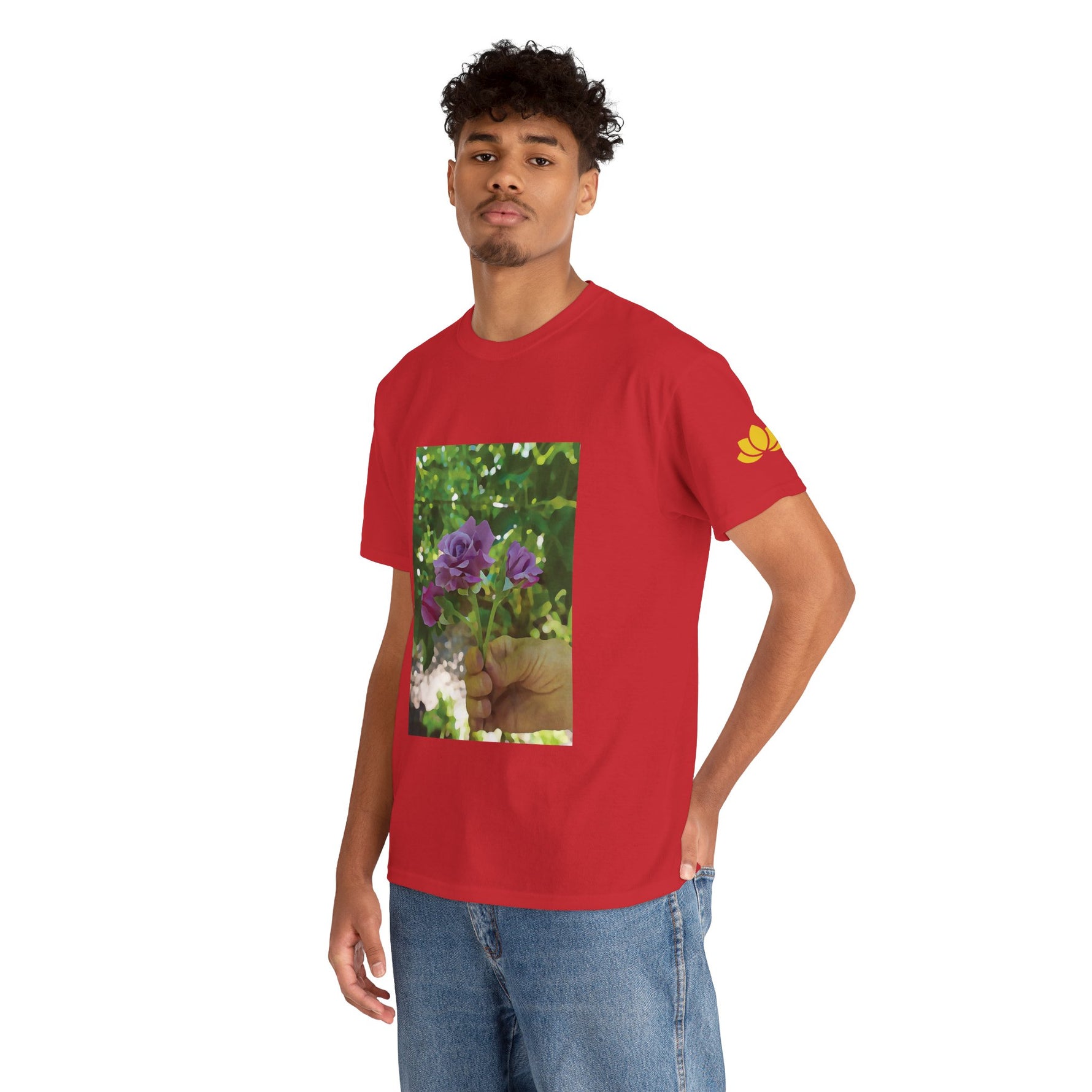 Unisex Heavy Cotton Tee - Flower of Rose, Small Bouquet
