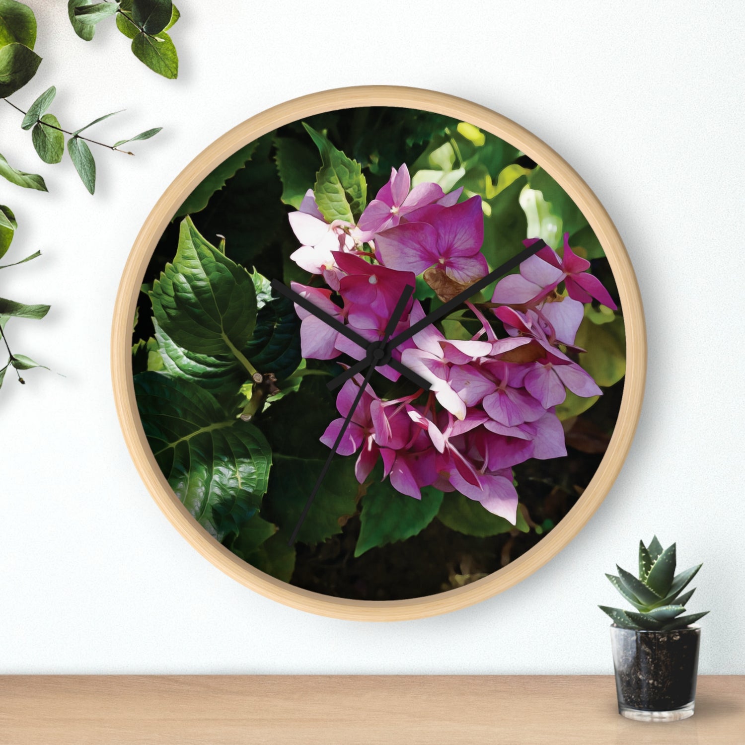 Wall Clock - Flower of Ortensia/Hydrangea Macrophylla