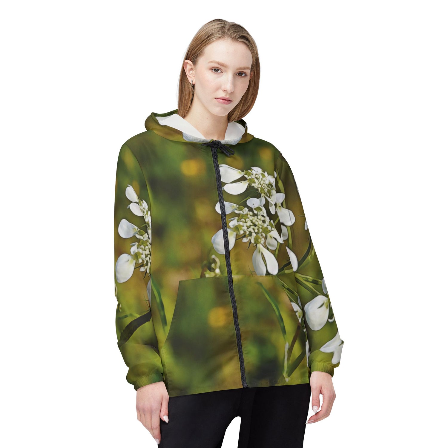 Windbreaker Jacket - Flower, White Petals