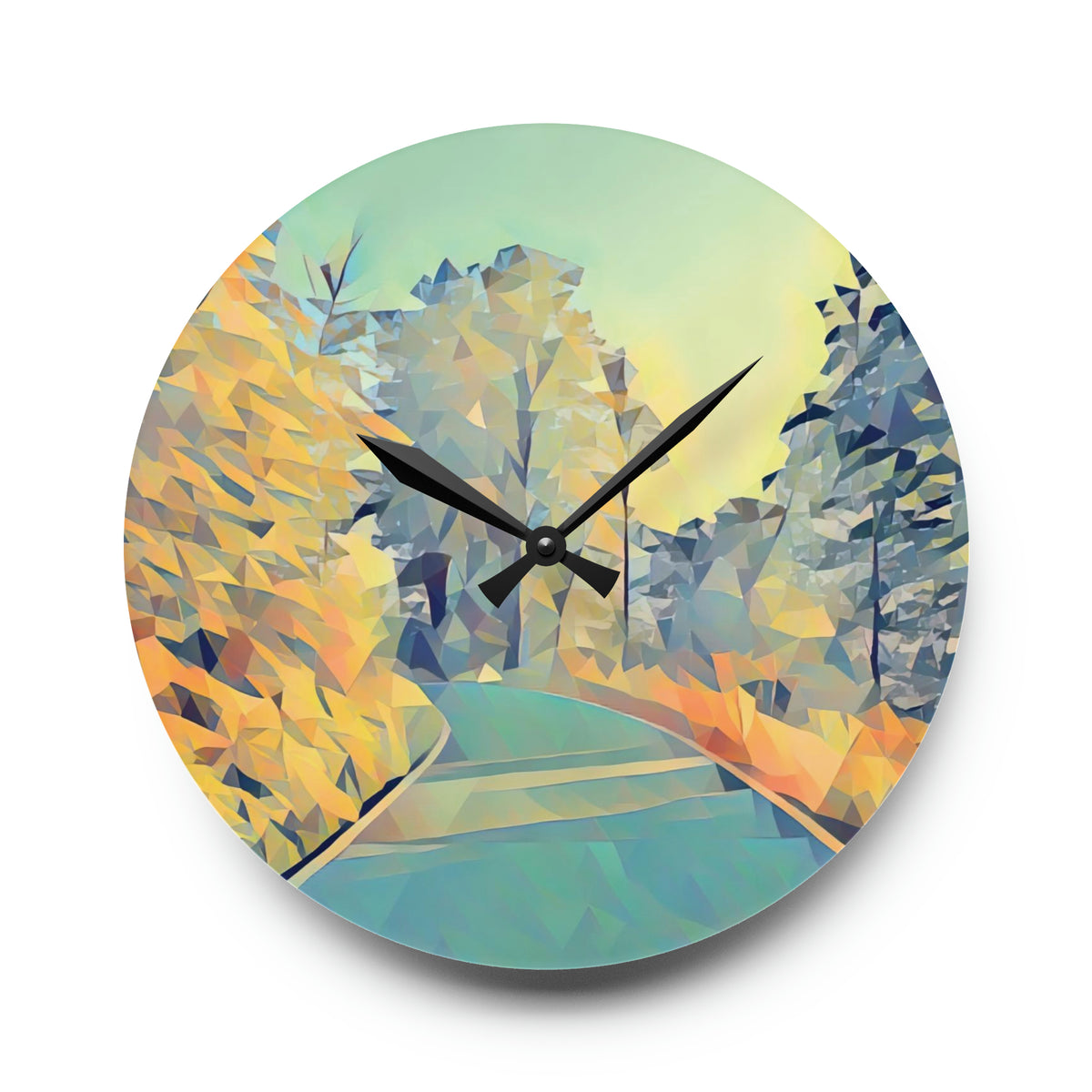 Acrylic Wall Clock - Poly Art - Forest (Variant 06)