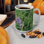 Ceramic White Cup 15oz - Flower of Malva Sylvestris