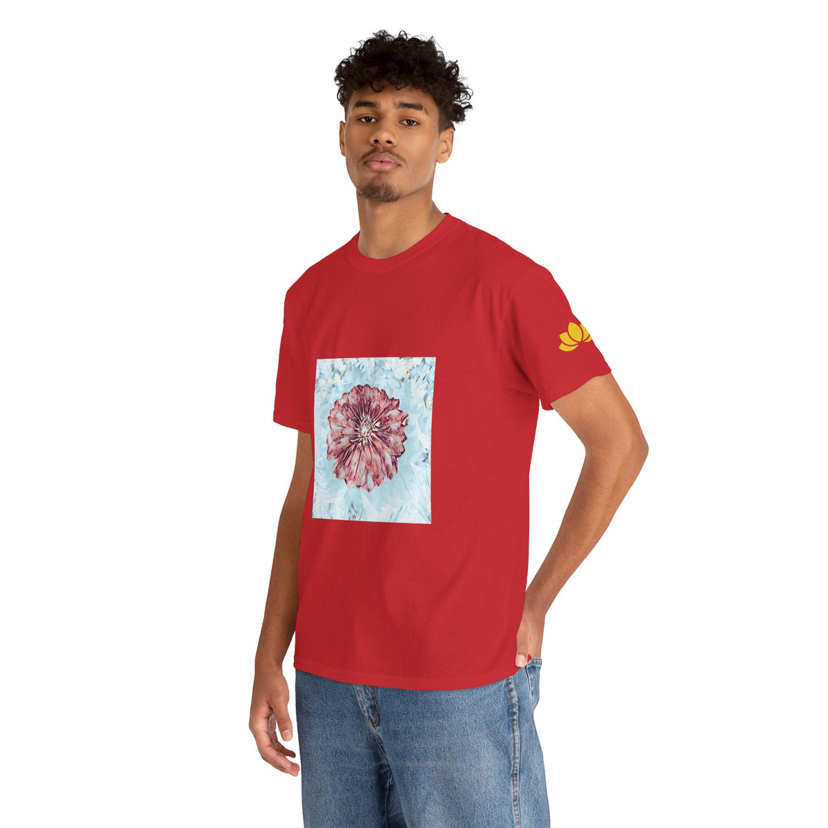 Unisex Heavy Cotton Tee - Poly Art - Flower of Dahlia (Variant 2)