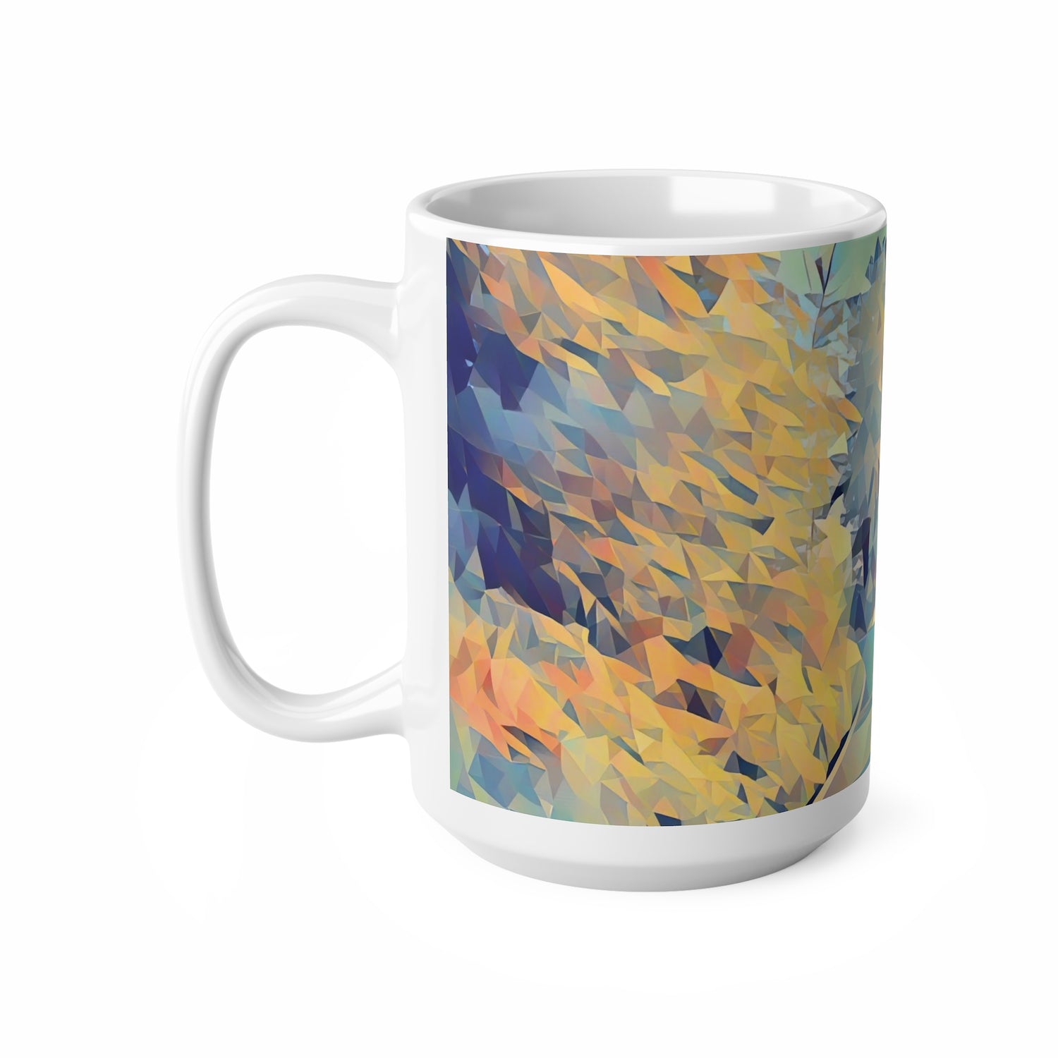 Ceramic White Cup 15oz - Poly Art - Forest (Variant 02)