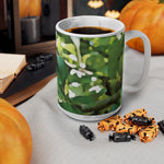 Ceramic White Cup 15oz - Apple's Tree Leaves