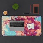 Desk Mat - Poly Art - Flowers, light blue and red colors (Variant 1)