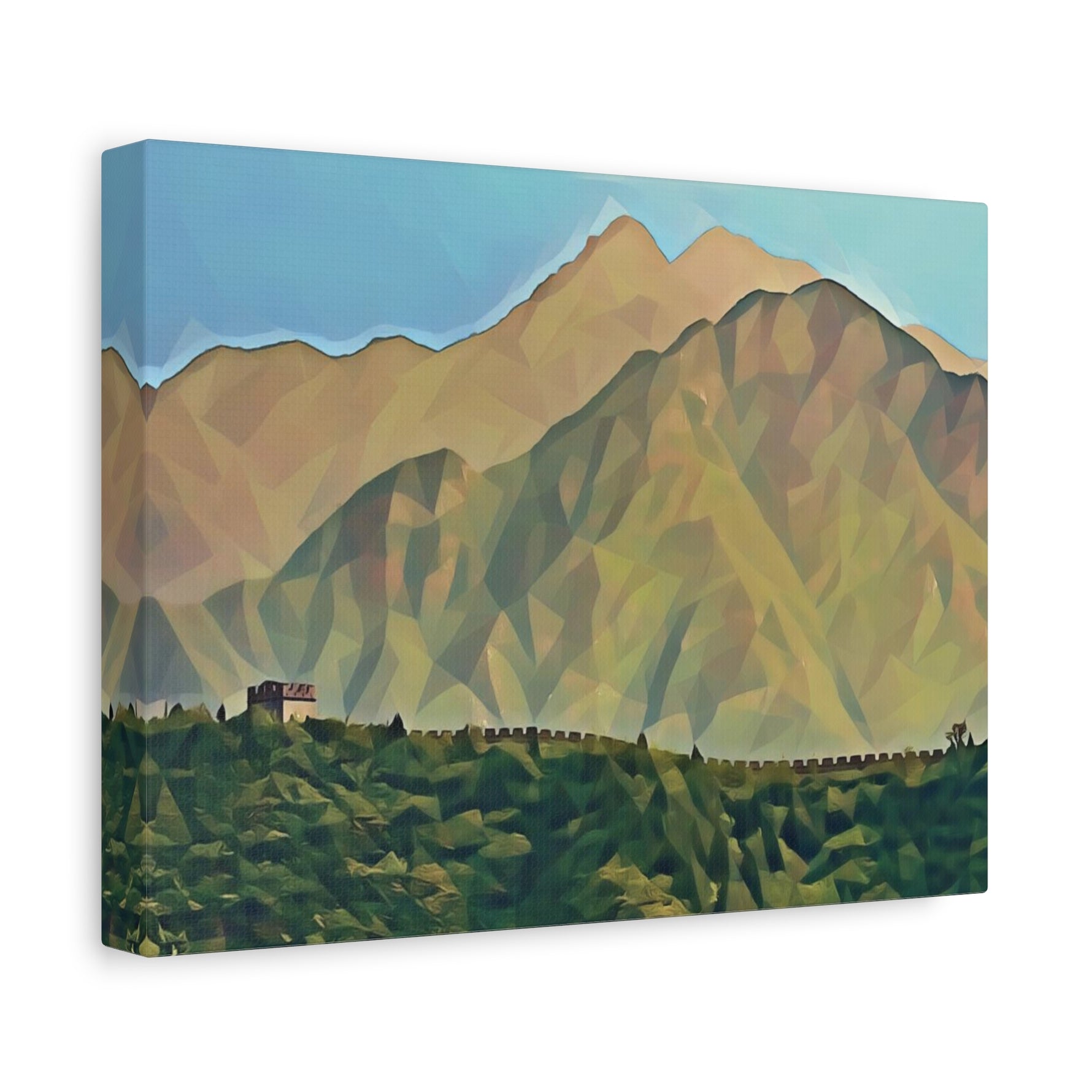 Stretched Matte Canvas - Poly Art - China's Great Wall (Variant 1)