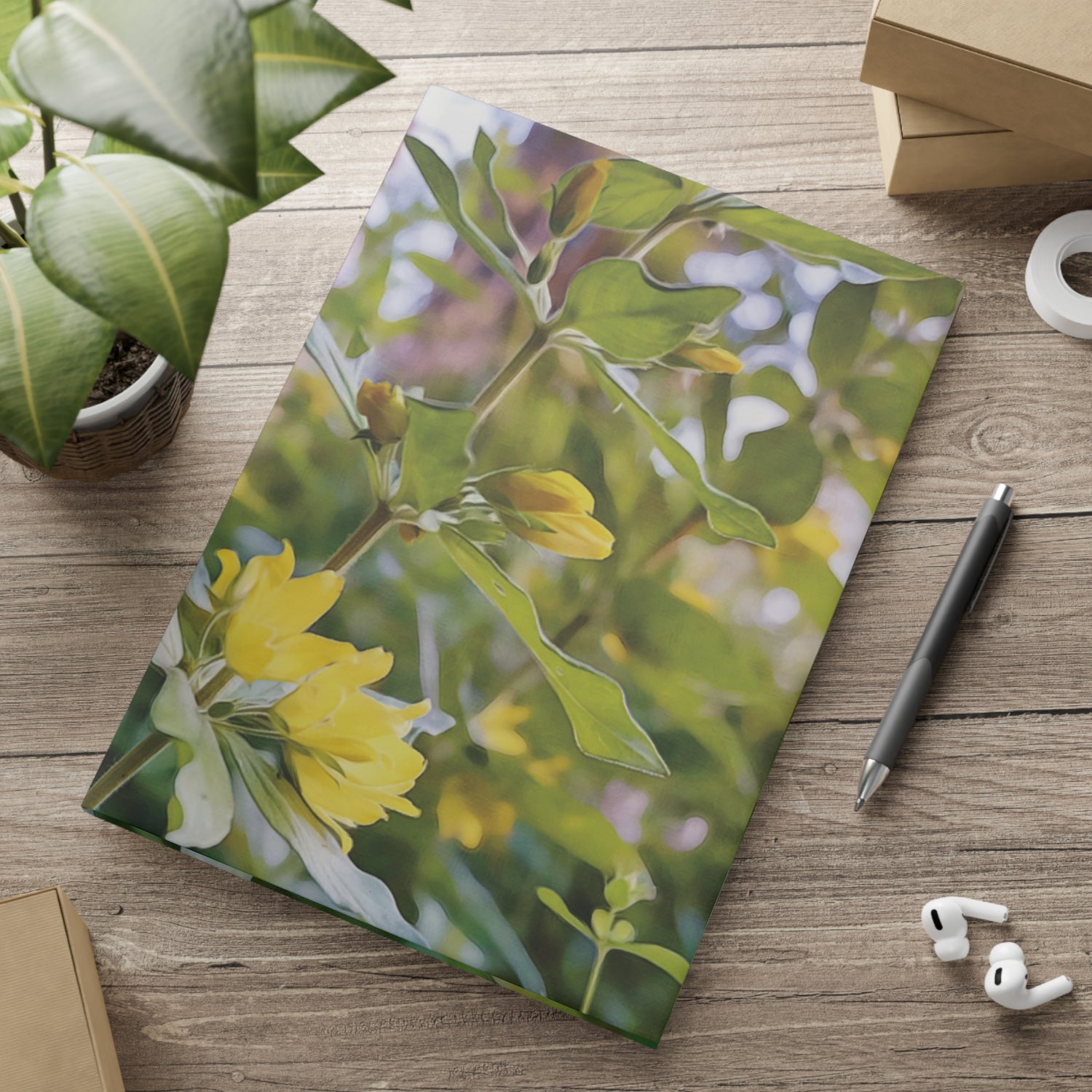 Hardcover Notebook with Puffy Covers - Flower of Lysimachia