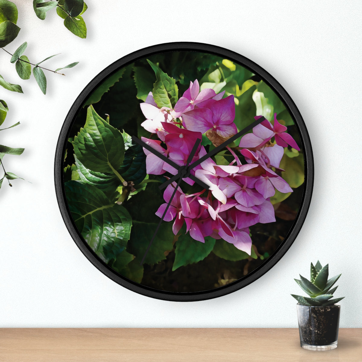Wall Clock - Flower of Ortensia/Hydrangea Macrophylla