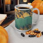 Ceramic White Cup 15oz - Poly Art - Forest (Variant 04)