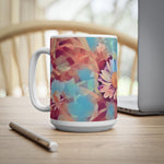 Ceramic White Cup 15oz - Poly Art - Flower of Daisies (Variant 6)
