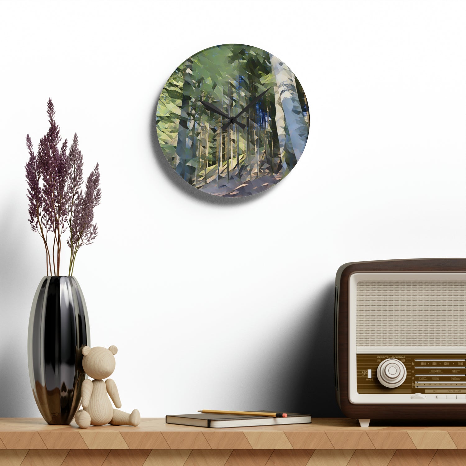 Acrylic Wall Clock - Poly Art - Forest (Variant 07)