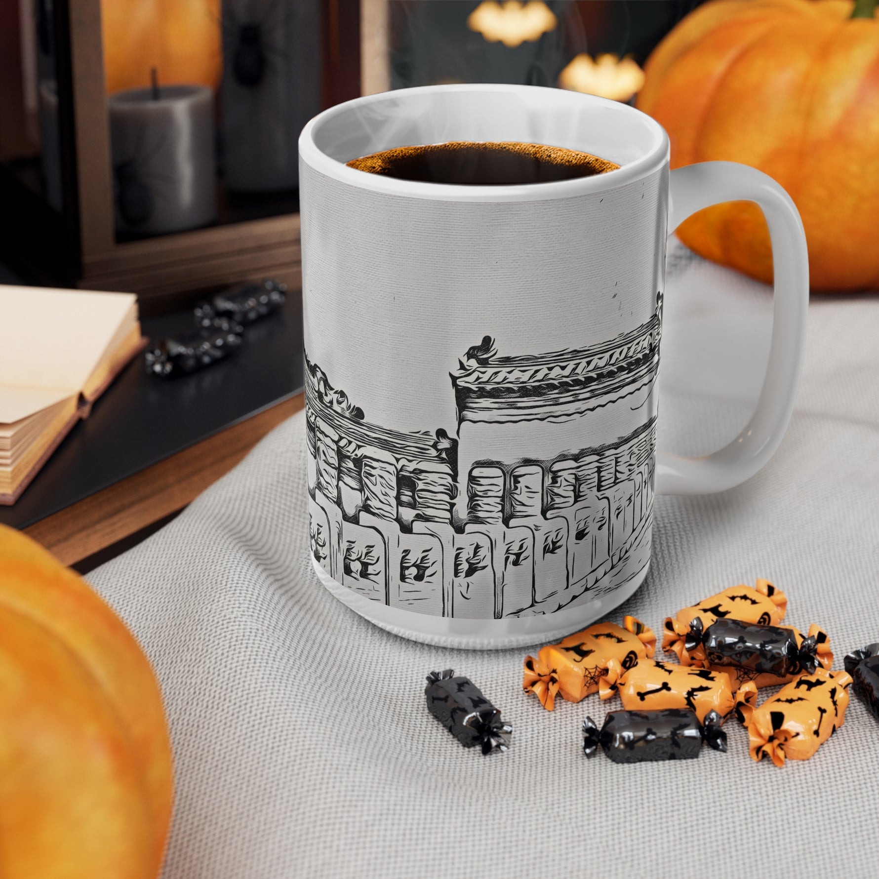 Ceramic White Cup 15oz - China's Beauty (B&W Variant)
