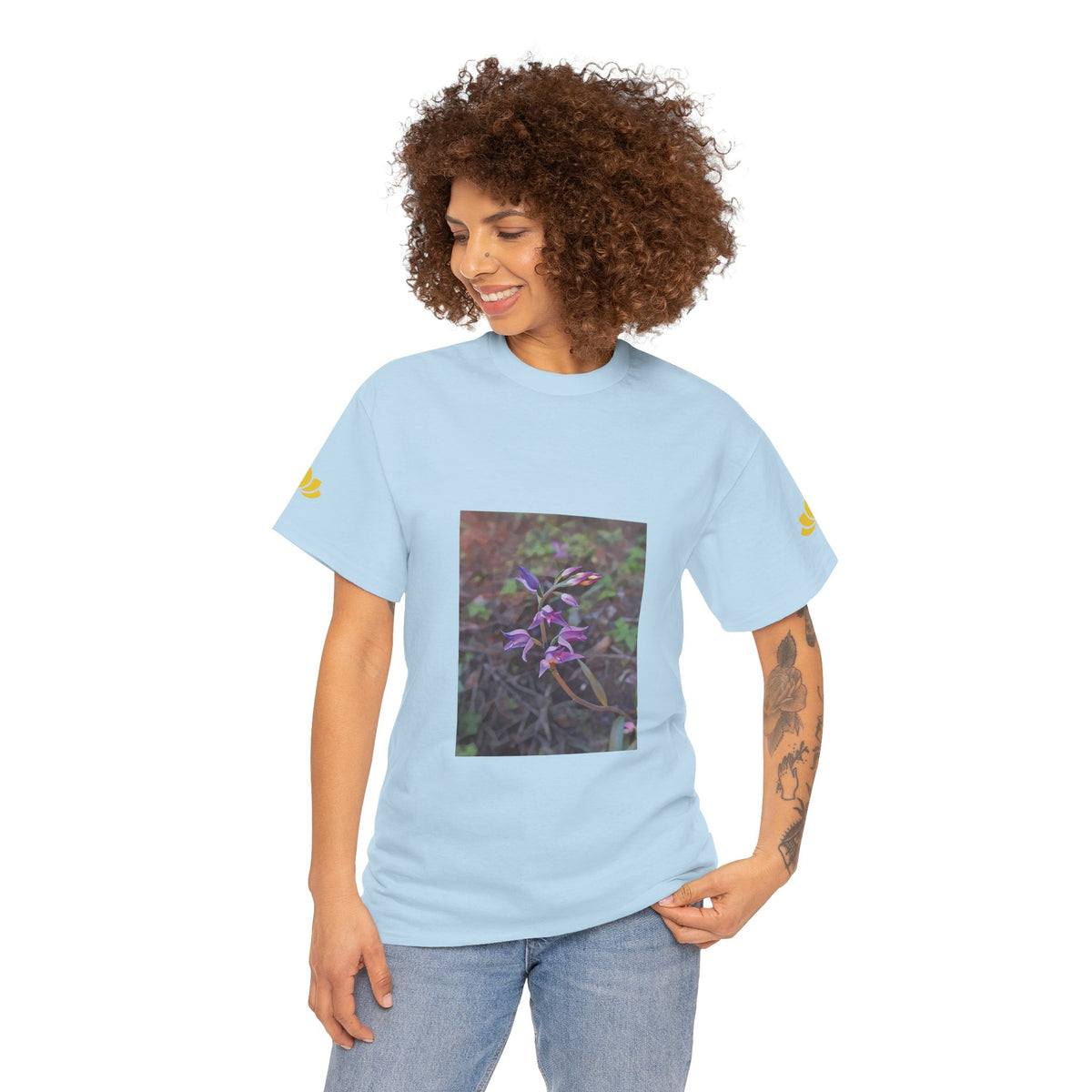 Unisex Heavy Cotton Tee - Poly Art - Flower of Cephalanthera Rubra