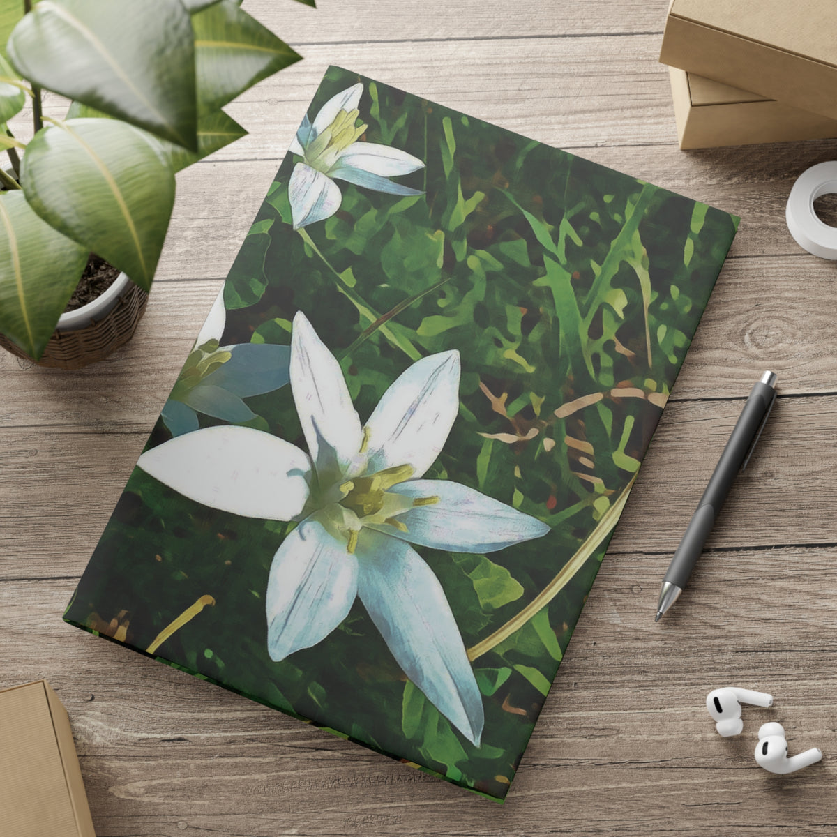 Hardcover Notebook with Puffy Covers - Flower of Ornithogalum