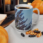Ceramic White Cup 15oz - Flower of Lavender with bombus insect (Variant 1)