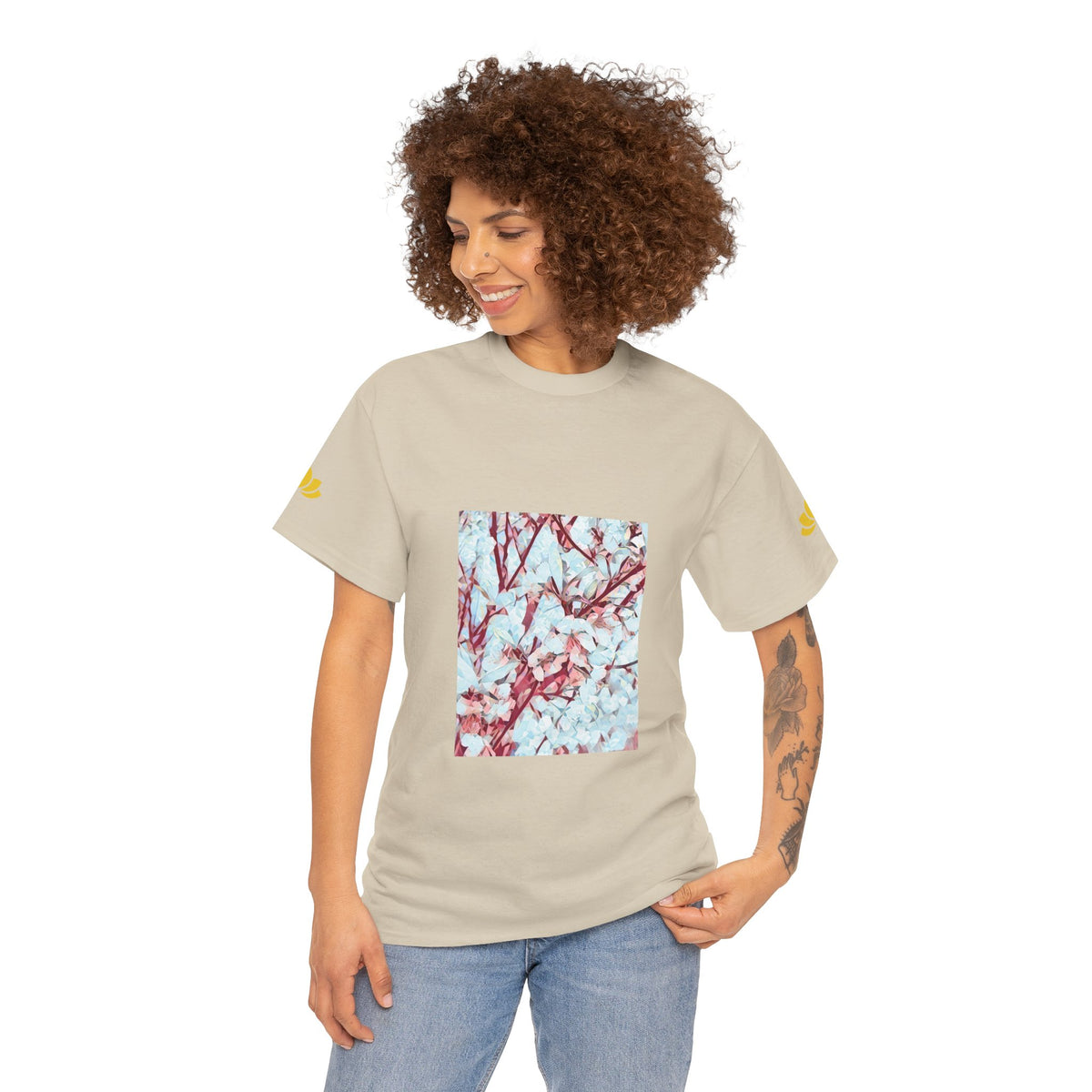 Unisex Heavy Cotton Tee - Poly Art - Apple's Tree Flower (Variant 4)