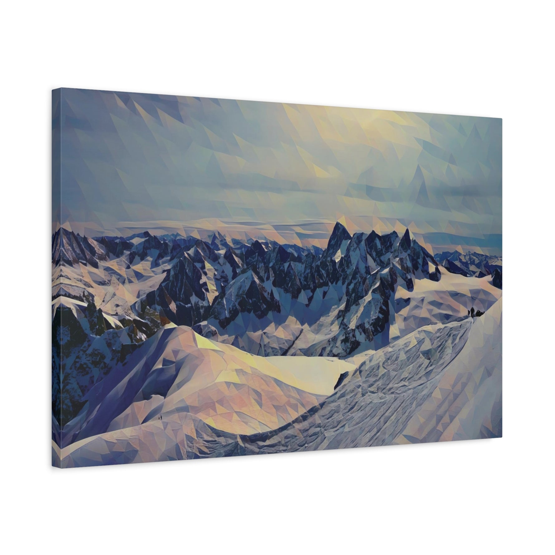 Stretched Matte Canvas - Poly Art - View from Mont Blanc (Variant 2)
