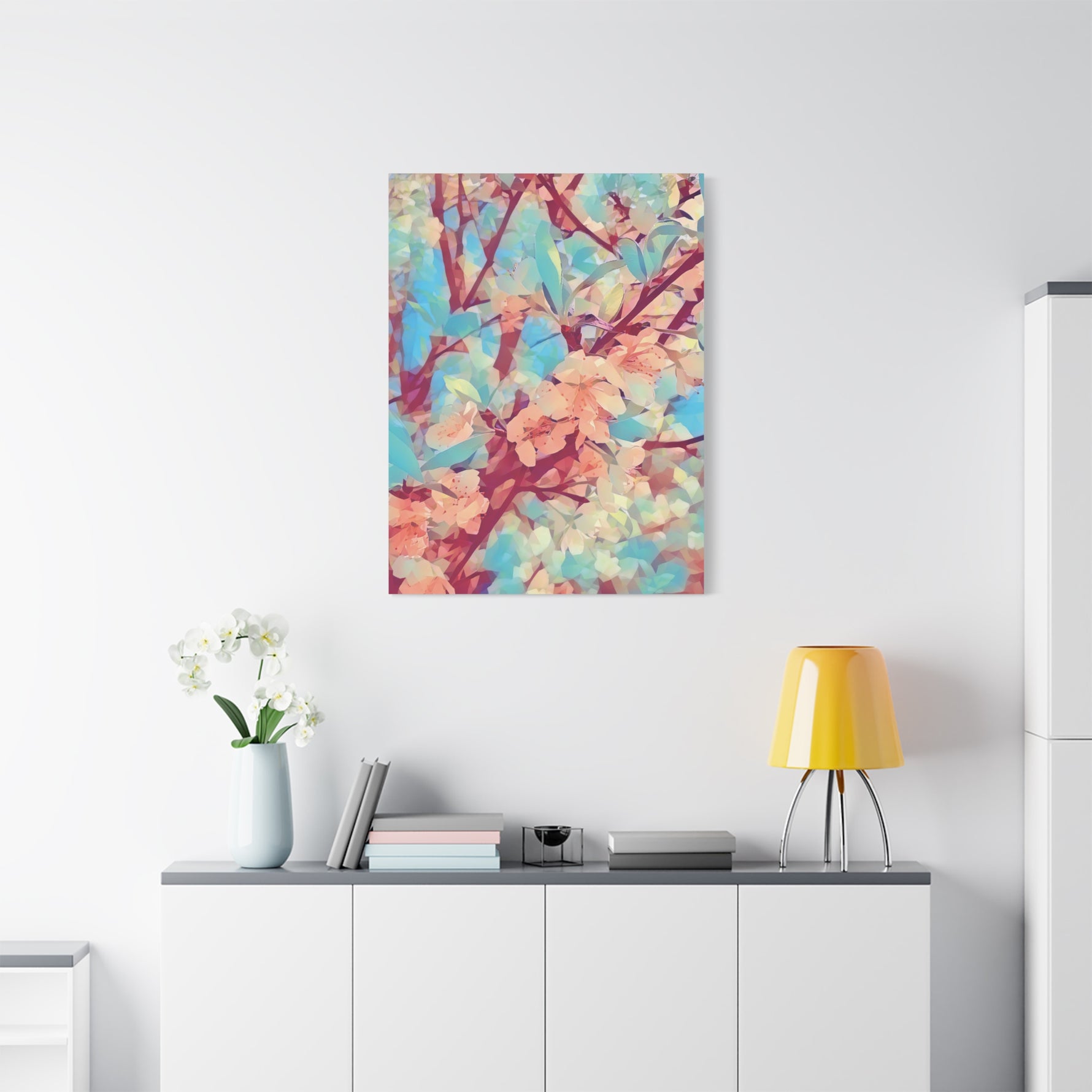 Stretched Matte Canvas - Poly Art - Apple's Tree Flower (Variant 3)