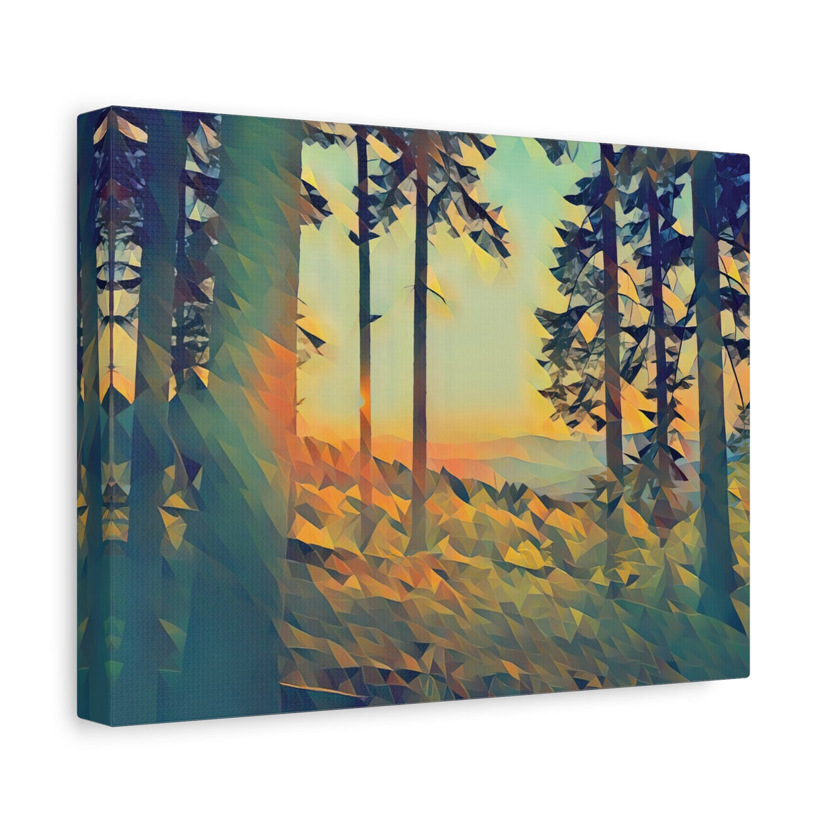 Stretched Matte Canvas - Poly Art - Forest Sunset (Variant 1)