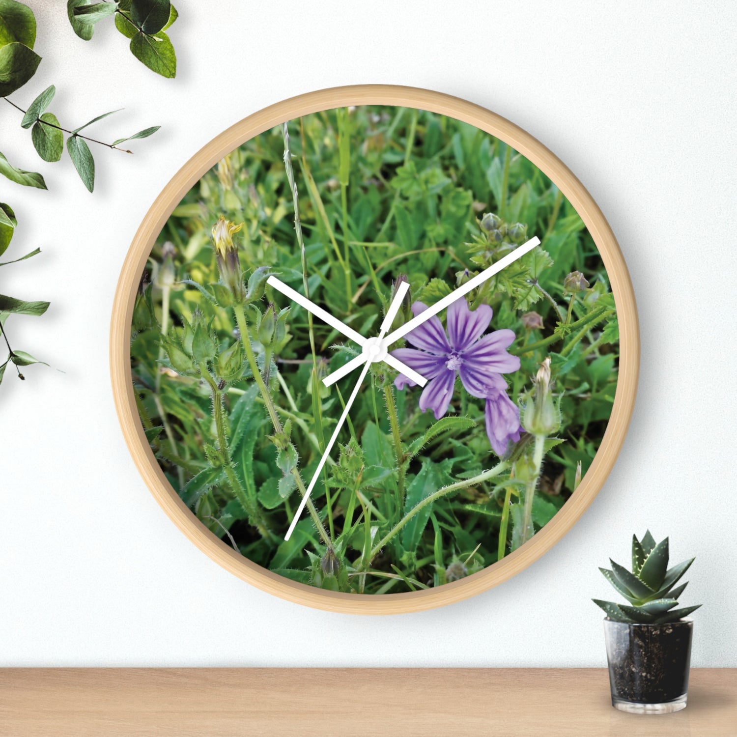 Wall Clock - Flower of Malva Sylvestris