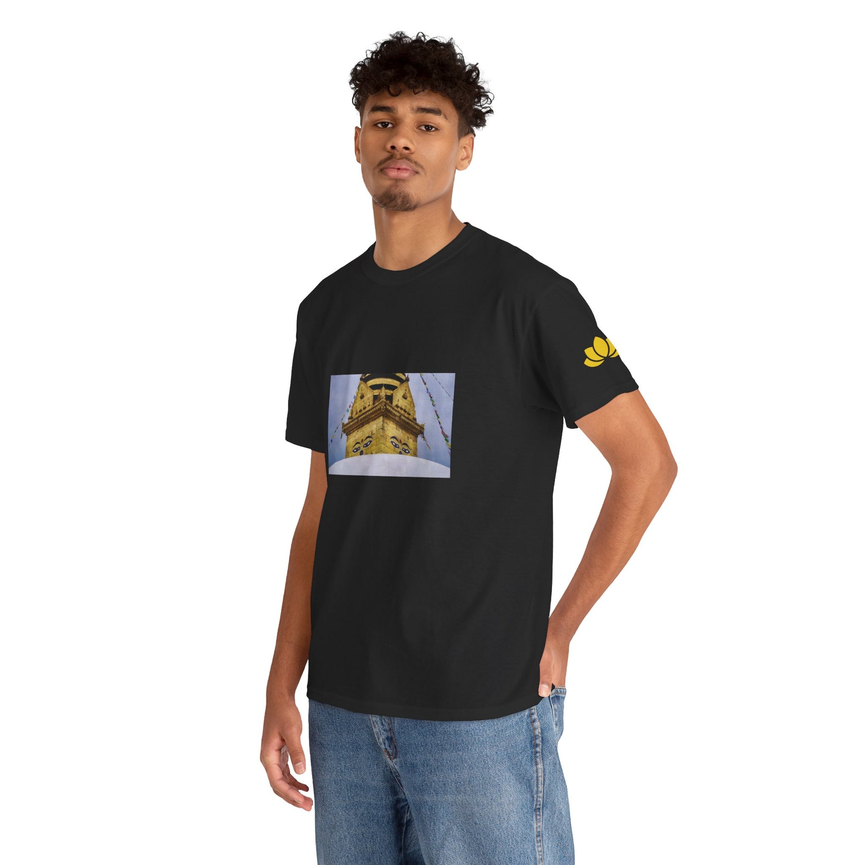 Unisex Heavy Cotton Tee - Nepal, Buddha's Eyes (Variant 4)