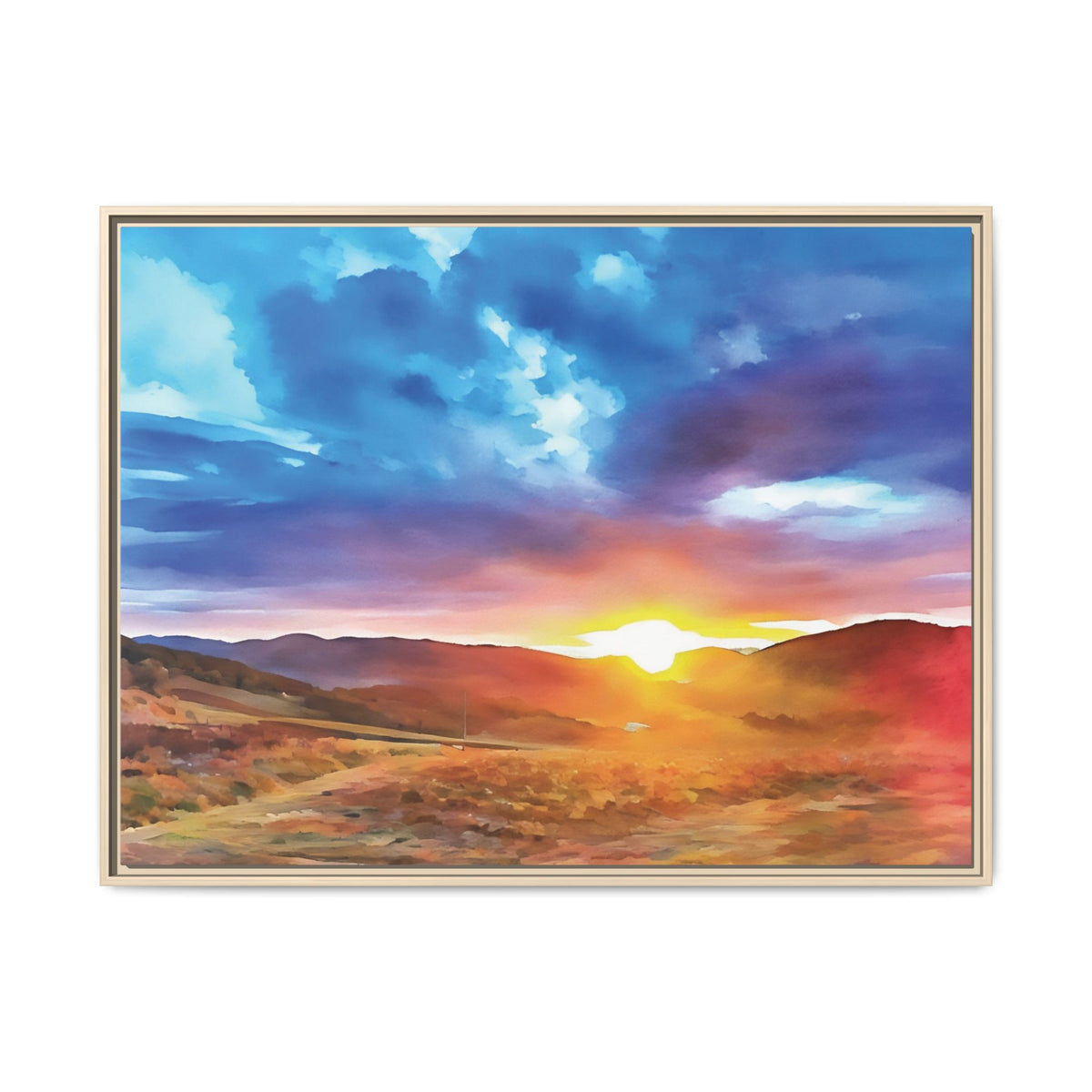 Tuscan Landscape (Sunset) | Framed Canvas