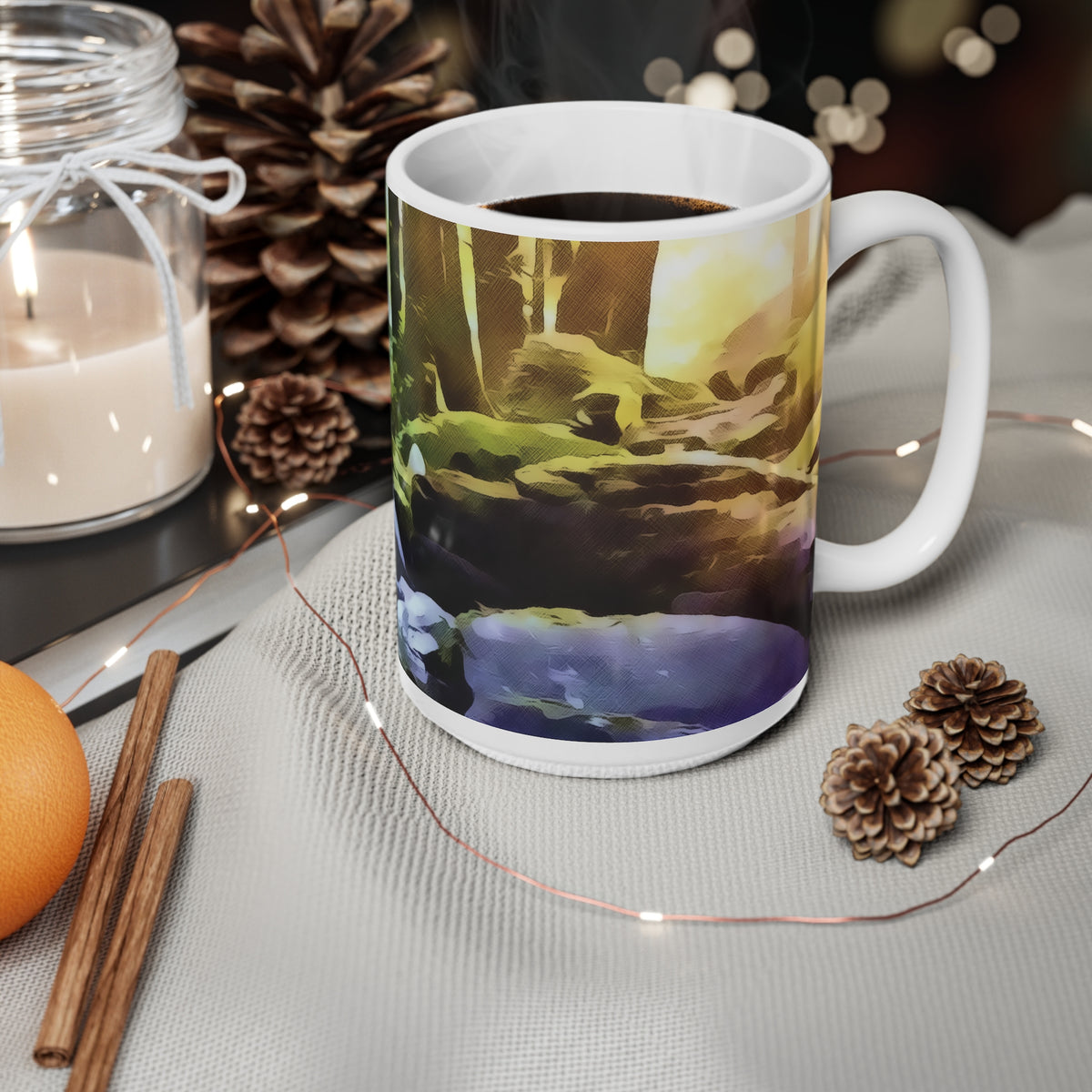 Ceramic White Cup 15oz - Stone Balance (Variant 3)