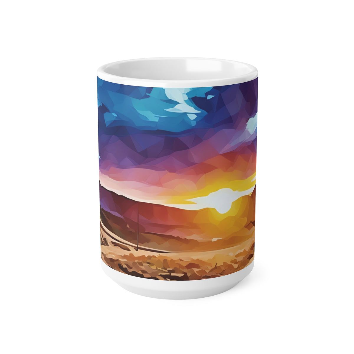 Ceramic White Cup 15oz - Poly Art - Tuscan Landscape (Variant 2)