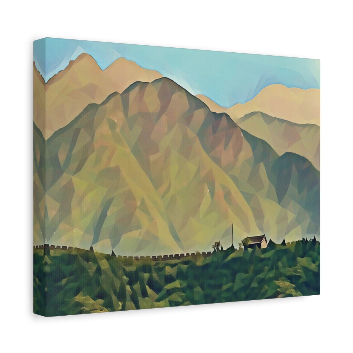 Stretched Matte Canvas - Poly Art - China's Great Wall (Variant 2)