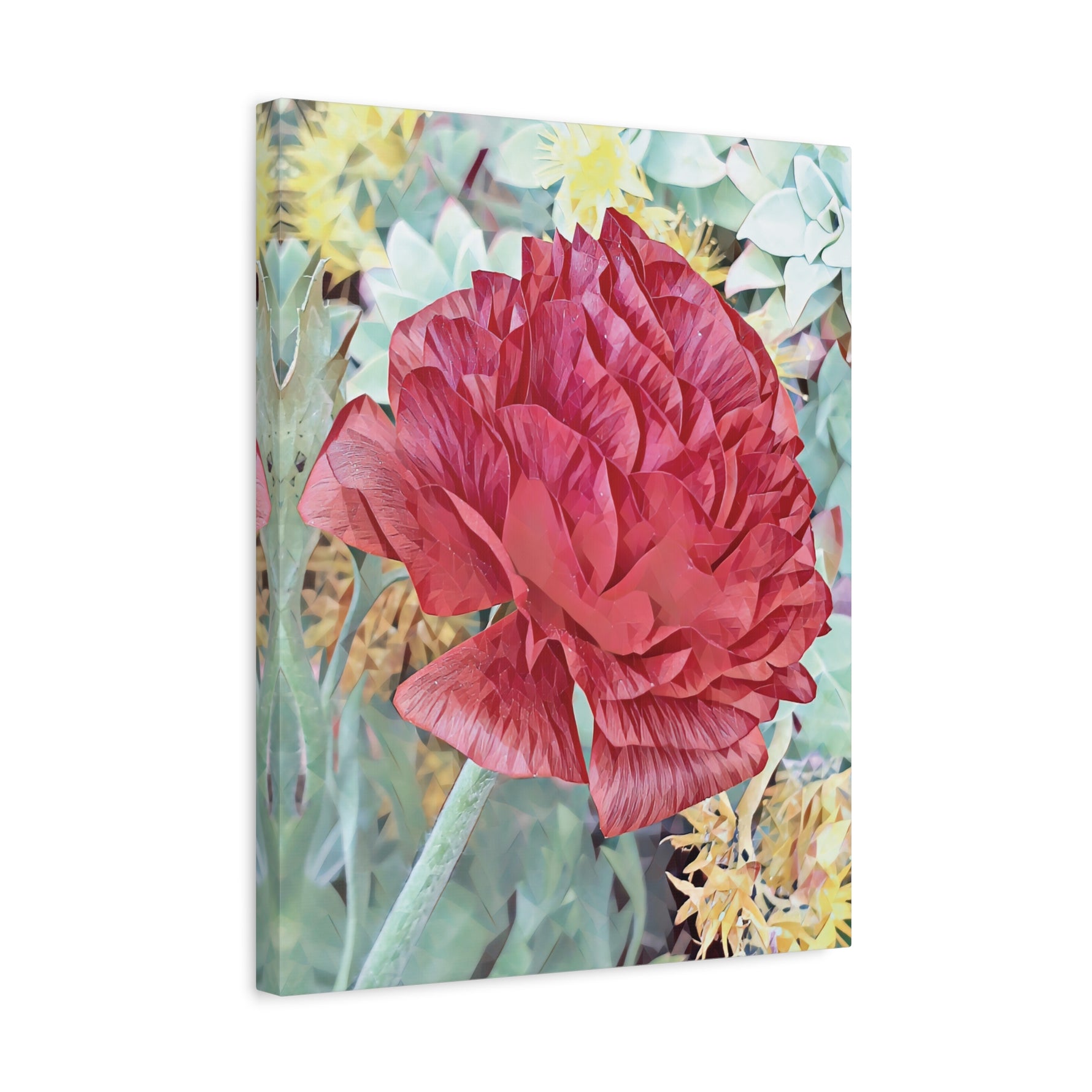 Stretched Matte Canvas - Poly Art - Dahlia in red (Variant 2)