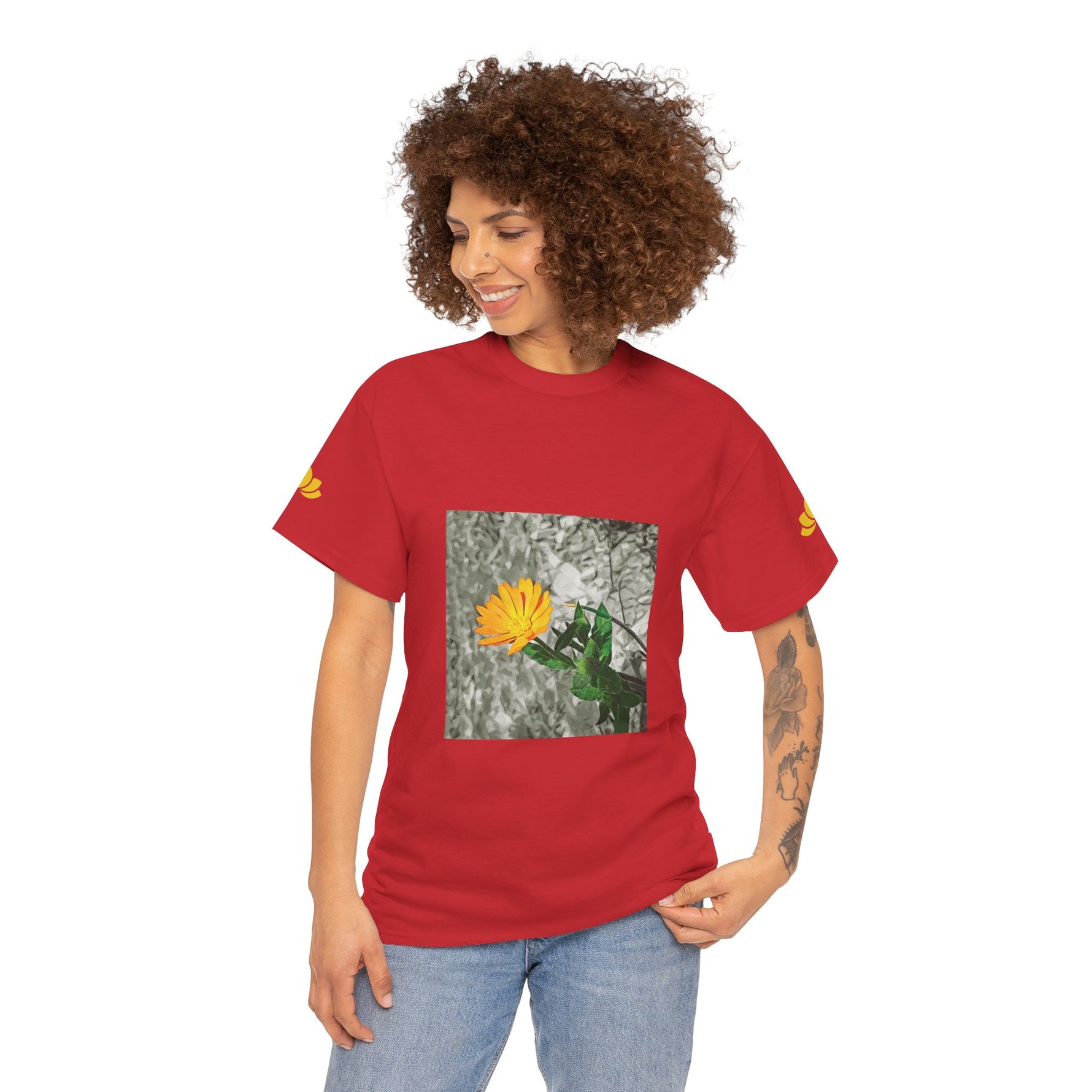 Unisex Heavy Cotton Tee - Poly Art - Flower of Calendula (Variant 1)