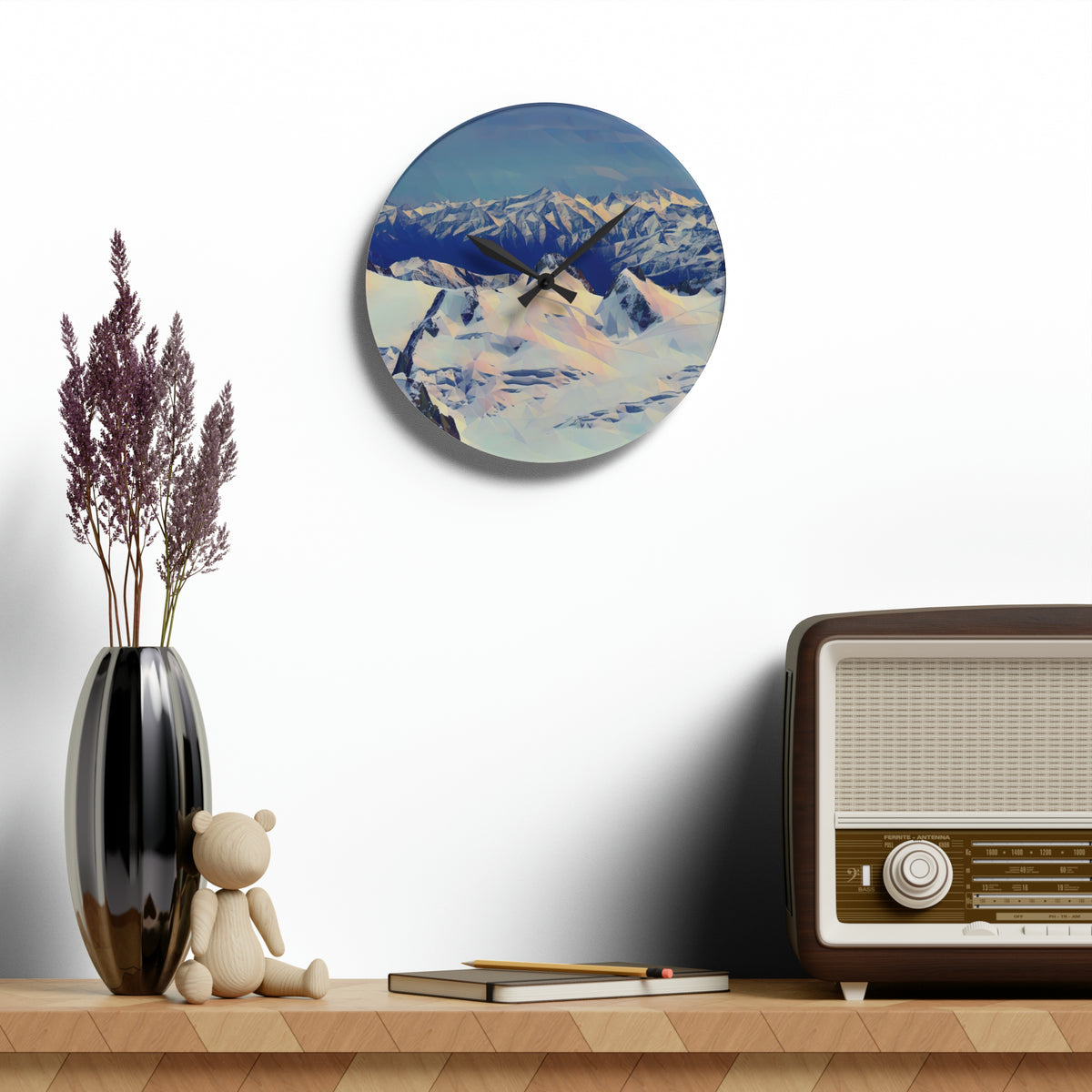 Acrylic Wall Clock - Poly Art - View from Mont Blanc