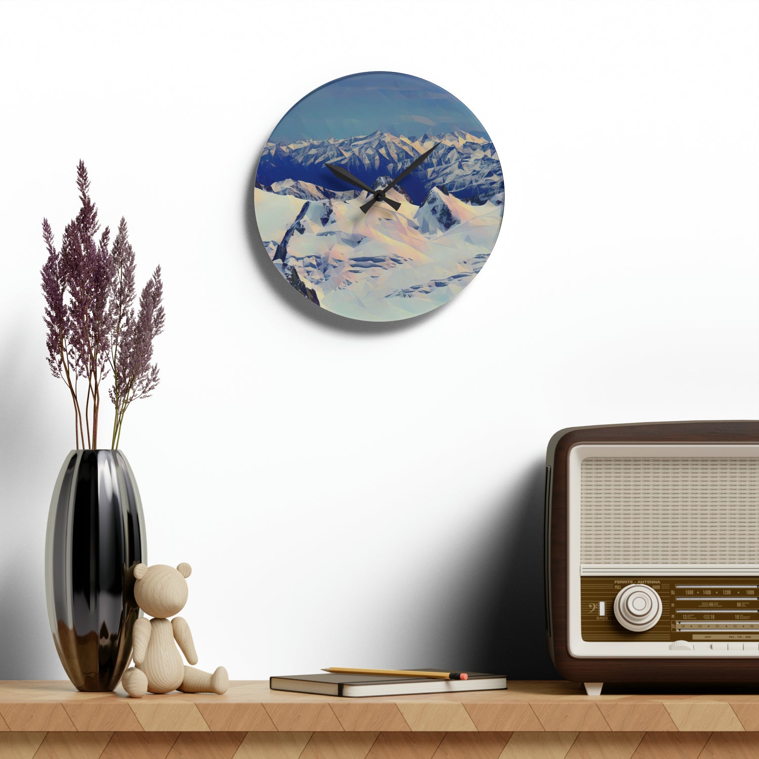 Acrylic Wall Clock - Poly Art - View from Mont Blanc