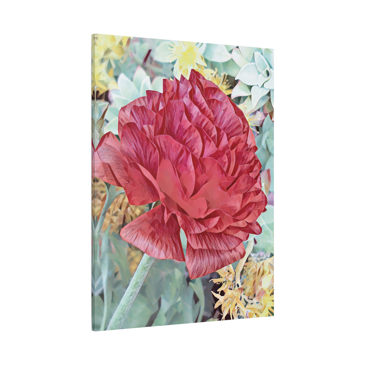 Stretched Matte Canvas - Poly Art - Dahlia in red (Variant 2)