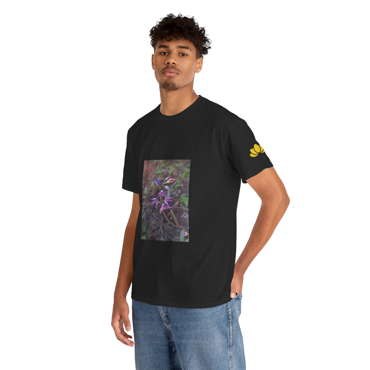 Unisex Heavy Cotton Tee - Poly Art - Flower of Cephalanthera Rubra